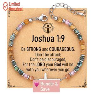 Adjustable Cross Charm Bracelet Stainless Steel Beads Faith Jewelry Gift